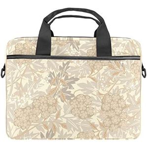 Sneeuwmannen Patroon Laptop Schouder Messenger Bag Crossbody Aktetas Messenger Sleeve voor 13 13.3 14.5 Inch Laptop Tablet Beschermen Tote Bag Case, Lichtbruin bloemen, 11x14.5x1.2in /28x36.8x3 cm