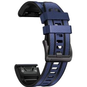 22mm 26mm QuickFit Armband Strap fit for Garmin Fenix ​​6X 6 Pro 7X 7 5 5X Plus 935 945 965 Mk2i Mk2 Lederen Siliconen Smart Horlogeband (Color : Blue, Size : 26mm Fenix 6X 6XPro)