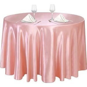 Rond tafelkleed 145 cm ronde satijnen tafelkleden satijnen hoes tafelkleed gladde stof voor bruiloft banket tafeldecoratie ronde tafelkleed (kleur: roze, maat: 145 cm)