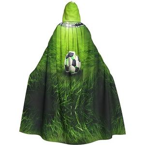 FRGMNT Groen gras voetbal print mannen Hooded Mantel, Volwassen Cosplay Mantel Kostuum, Cape Halloween Dress Up, Hooded Uniform