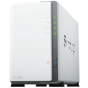 Synology DS223j 2-bay discstation NAS (Realtek RTD1619B 4-Core 1.7 GHz 1GB DDR4 RAM 1xRJ-45 1GbE LAN-poort) 12TB bundel met 2 x 6TB Seagate IronWolf NAS HDDs (ST6000VN001)