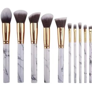 Kwastenset Professionele Make-up Kwastenset 10 Stuks Kwast Contour Blush Concealer Oogschaduw Make-Up Borstel Set(White)