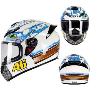 Motorhelmen Race Motocrosshelmen, DOT-goedgekeurd, for bromfietsen Cruisers Scooters (maat medium)(Snow House,Large)