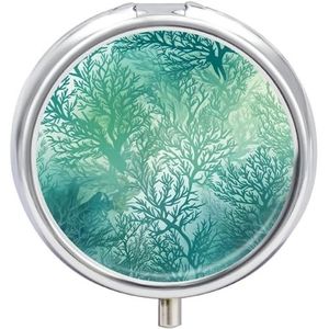 Groene Zee Blauw Zeewier Pillendoos Ronde Draagbare Pil Organizer Waterdichte Dagelijkse Vitamine Houder Dozen Creatieve 3 Compartiment Geneeskunde Pil Case voor Portemonnee Of Pocket