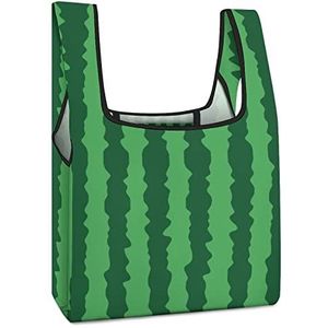 Groene Cartoon Watermeloen Herbruikbare het Winkelen Zakken Vouwbare Boodschappentassen Grote Vouwen op Totalisatorzak met Lange