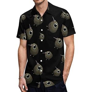 Leuke Dikke Kiwi Vogel Heren Hawaiiaanse Shirts Korte Mouw Casual Shirt Button Down Vakantie Strand Shirts 2XL