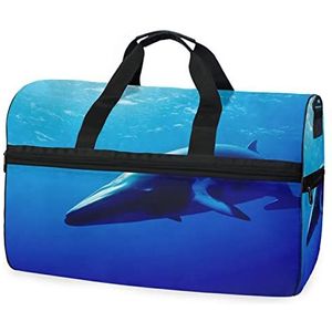 Baby Walvis Dolfijn Dier Blauw Sport Zwemmen Gym Tas met Schoenen Compartiment Weekender Duffel Reistassen Handtas voor Vrouwen Meisjes Mannen