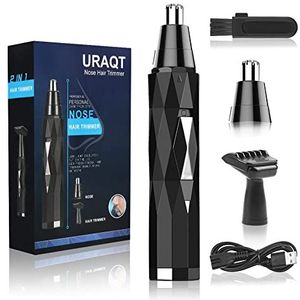 URAQT Neushaartrimmer, Professionele Pijnvrije Elektrische Neushaartrimmer, Lichtgewicht Oplaadbare Persoonlijke Trimmer, Oor-neushaartrimmer voor Mannen en Vrouwen Waterdichte Dubbele Messen Wenkbrauw Lippen Lichaam Gezichtshaarverwijdering