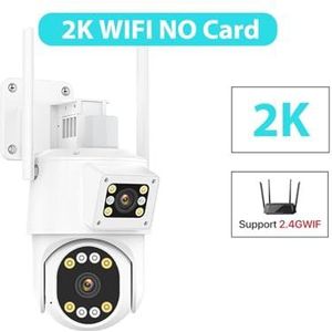 Bewakingscamera, 4G Sim-kaart IP Camera 4K HD 10X Zoom Drie-Lens Dual Screen PTZ Camera 2K Auto Tracking CCTV P2P Video Surveillance(2K WIFI NO Card)
