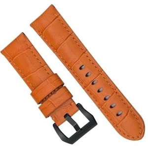 dayeer Koeienhuid lederen kleurrijke horlogeband voor Panerai LUMINOR 1950 PAM013012 getextureerde horlogebanden (Color : Orange black, Size : 24mm)