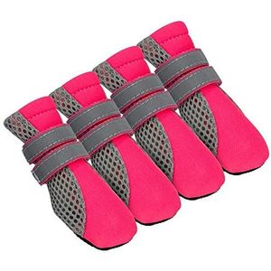 Hongtai Reflecterende Dog Shoes No-Slip Waterdicht Laarzen Ademende Rain Wear Paw Protector Outdoor Sok For Kleine Middelgrote Honden (Color : Pink, Size : L)