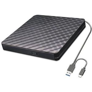 2-in-1 externe dvd-drive USB 3.0 draagbare combo, cd-dvd-speler, lezer en brander for laptop Linux Windows 11/10/8/7 MacOS(Black)