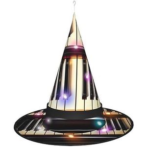 OdDdot Pianotoetsen met muzieknoten heksenhoed - LED-gekleurd licht, geschikt voor Halloween, Kerstmis, rollenspel en meer