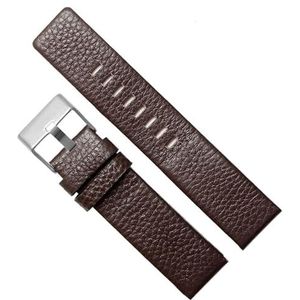 dayeer Lederen herenhorlogebanden voor Diesel DZ1657 DZ1405 DZ120 Horlogeband Polsbanden (Color : Brown-silver Buckle, Size : 30mm)