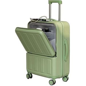 Reiskoffer Handbagagekoffer Bagage Bagage Met TSA-slot En USB-oplaadpoort, Kan In De Vliegtuigkoffer Voor Dames Worden Vervoerd Handbagage Trolleykoffer (Color : Grün, Size : 20in)