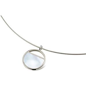 Boccia 07023-01 Hanger voor halsketting van gepolijst zilver met witte parelmoer, hypoallergeen, 18 mm, titanium, geen edelsteen, 18mm, titanium, Geen edelsteen