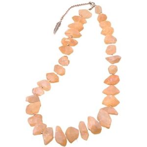 Women Collar Choker Necklaces For Women Rough Chunky Crystal Stone Short Necklace Wedding Party Jewelry Gifts (Color : Light Orange Silver)