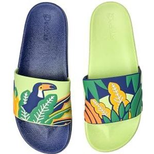 Dedoles Slides & Slippers voor Dames, Heren & Kinderen Zwembad Sandalen Grappige Boeken Koffie Feest Pizza Vos Beer Lama Wolken Schoeisel Cadeau, kleur: Multi, motief: Toekan en blaadjes, grootte: 36