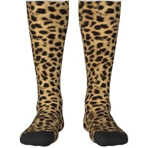 YsoLda Kousen Compressie Sokken Unisex Knie Hoge Sokken Sport Sokken 55CM Voor Reizen,Leopard Animal Print, zoals afgebeeld, 22 Plus Tall