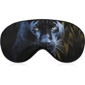 Panter slaapmasker met blauwe ogen, licht blokkerend oogmasker, comfortabel en zacht, oogbedekking met elastiek, geschikt voor mannen en vrouwen, geschikt voor reizen en slapen