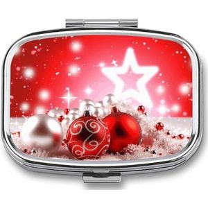 Leuke Pil Organizer Kerst Decoratie Achtergrond Gedrukt Draagbare Reizen Pillendoos Mini Pillendoos Kan Buiten worden gebruikt