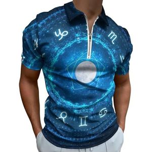 Twaalf Constellation Poloshirts met halve rits voor heren, slim fit, korte mouwen, sneldrogend, golftops, T-shirts, L