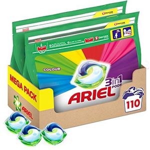 Ariel 3-in-1 Pods Wasvloeistof, wasmiddel, gekleurde tabletten/capsules, 110 wasbeurten (55 x 2)