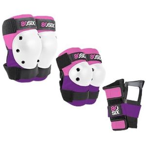 80Six Multi-Sport Padset voor kinderen met polsbeschermers, elleboogbeschermers en kniebeschermers, roze-paars, klein/medium - vanaf 8 jaar