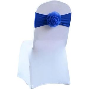 Elastisch Grenadi Lint Strik Bloem Stoel Knoop Cover Rugsjerpen for Hotel Banket Bruiloft Evenement Decoratie(Roaylblue)