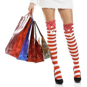 Kerstsokken Kniehoog,Hoge Sokken Dames Kleurrijk | Kerst cosplay feestsokken, gestreepte kousen, knielange, lange kerstsokken, feestelijk en warm Hixip