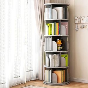 5-laags Draaibare Boekenplanktoren, 360° Draaibare Boekenkast Met Zwenkwielen Hoekdisplay Opbergrek Vloerstaande Boekenplank Slaapkamer Woonkamer Studeerkamer (Color : White, Size : 46x46x157cm)