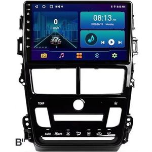 Dubbele DIN Android 14 autoradio voor Toyota Yaris Vios 2017-2020 9 Duim QLED Touch screen-met Draadloze Carplay Android Auto GPS navigatie 4G WiFi Stuurwielbediening achteruitrijcamera(B,P4 4G+WIFI 8