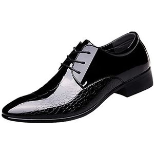 NIAVIS Herenschoenen, zakelijke schoenen, klassieke veterschoenen, glad leer, derby leer, bruiloft, brogue, zwart, 41 EU
