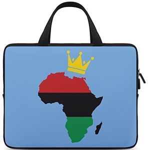 Afrika Kaart Met Kroon Laptop Tas Duurzaam Waterdicht Notebook Draagtas Computer Tas Aktetas 10 inch