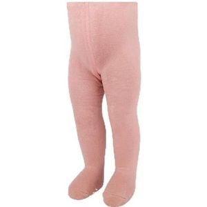 bistyle Babypanty van badstof, zacht, biologisch katoen, legging voor kinderen, thermische warme panty met antislipzool voor pasgeborenen, warme legging voor meisjes, Poeder., 0-6 Maanden