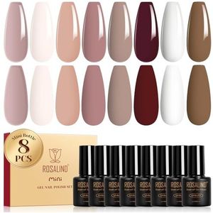 ROSALIND UV Nagellack Set Braun,8 Farben Weiß Nude Braun Gel Nagellack
