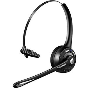 TECKNET Bluetooth headset met microfoon, draadloze pc-headset, ruisonderdrukking en handsfree chat, headset voor computer, callcenter, telefoonconferenties, super licht, ultra comfortabel