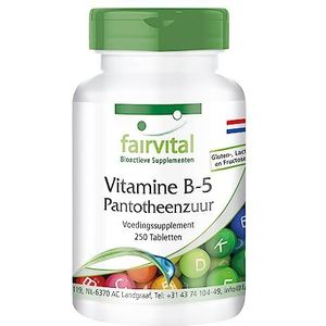 Fairvital | Vitamine B5 pantotheenzuur 200mg - HOOG GEDOSEERD - VEGAN - 250 tabletten