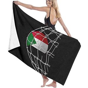 Strand Zwemmen Handdoeken Voetbal Doel Soedan Vlag Strand Badhanddoek Gemakkelijk Onderhoud Zandvrije Handdoeken Super Zachte Badlakens Voor Gym Strand Zwemmen 80x130cm