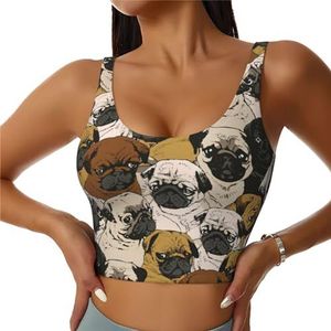 Imagen De Pug Print Comfortabele Vrouwen Sport Vest Yoga Workout Vest voor Vrouwen Lichtgewicht Zomer, Zwart, S