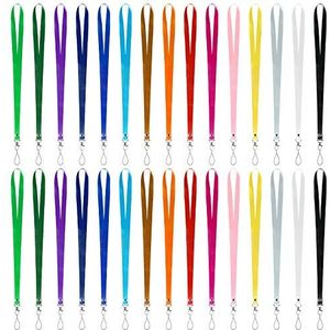 Fumanduo 30 STKS Nylon Lanyards, Kleurrijke Badge Houder Nek Strap Bulk Badge Lanyards met Swivel Haken Clips voor Naam Tag ID Card Badge Houder, 15 Kleuren