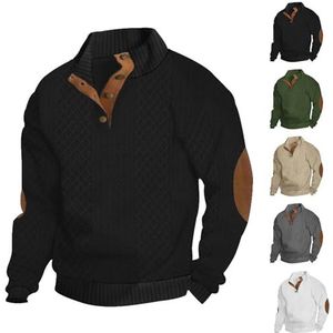 Dudlle Heren Kasjmier Truien, Heren Outdoor Casual Stand Kasjmier Knoop Lange Mouw Trui, Heren Outdoor Casual Kabel Gebreide Truien (L,Zwart)