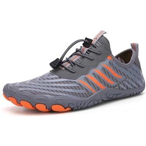 Geaard schoeisel voor dames en heren, antislip wandelingen, waterschoenen voor wandelen, blote voet, uniseks, voetvormige sneakers, brede teenbox, Grijs, 38 EU