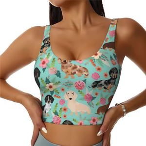 Hond Bloemenprint Comfortabele Vrouwen Sport Vest Yoga Workout Vest Voor Vrouwen Lichtgewicht Zomer, Zwart, S