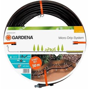 Gardena 01389-20 1389-20 Startset, ondergrondse druppelbuis voor plantenrijen 13,7 mm: Waterbesparende druppelslang voor doelgerichte en gelijkmatige bewatering, 55 x 55 x 11.5 cm, Zwart