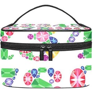 Make-up Organizer Bag, Reizen Make-up Tas Organizer Case Draagbare Cosmetische Tas voor Vrouwen en Meisjes Toiletartikelen Diamond Glittering Number, Meerkleurig, 22.5x15x13.8cm/8.9x5.9x5.4in