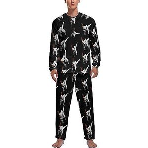 Taekwondo zachte herenpyjama-set comfortabele loungewear met lange mouwen, top en broek, geschenken 2XL