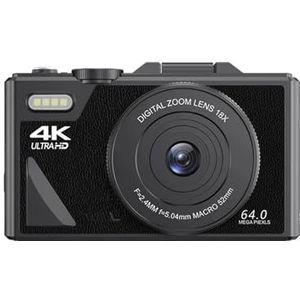 Actiecamera, Digitale fotografie Camera Flip Screen WIFI Digitale zoom 4K Vintage videorecorder Webcamcamera's,voor fietsen, motorfietsen(Black)