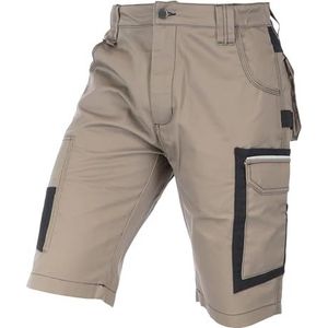 ELIWORX Werkshorts voor heren, korte werkbroek met stretch en gereedschapszakken, voor handwerk, doe-het-zelvers en bouw, korte herenshorts voor zomer en werkplaats, robuust en comfortabel, beige, 52
