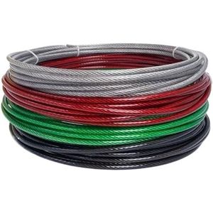 Draadkabelkit PVC-kunststof gecoate roestvrijstalen staalkabel 304 met een diameter van 1 tot 6 mm volgens de coating staalkabelset (kleur: rood, maat: 10 m _6 mm AFTER COATING)